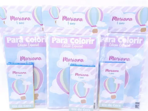 Kit de Colorir Giz Balão Rosa Menina