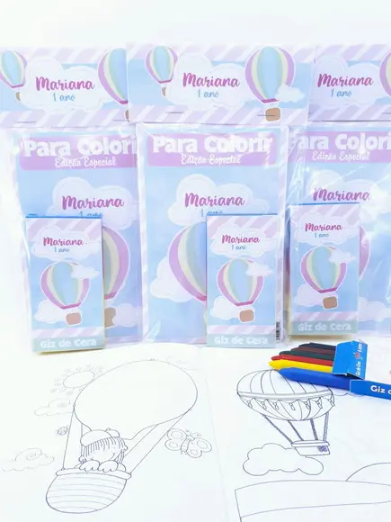 Kit de Colorir Giz Balão Rosa Menina