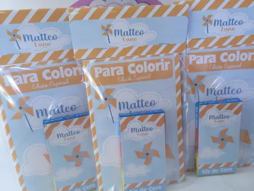 Kit de Colorir Personalizado com Giz de Cera Catavento