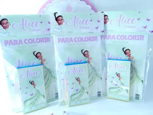 Kit de Colorir Personalizado Princesa e o Sapo com Giz