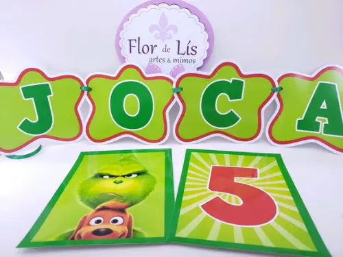 Kit de Parede Festa em Casa Grinch com Bandeirola