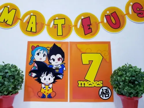 Kit de Parede Mesversário Dragon Ball Baby com Bandeirola