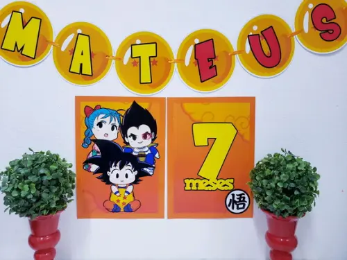 Kit de Parede Mesversário Dragon Ball Baby com Bandeirola