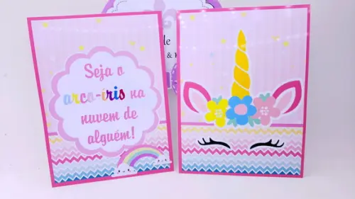 Kit de Parede Unicórnio Festa em Casa com Bandeirola