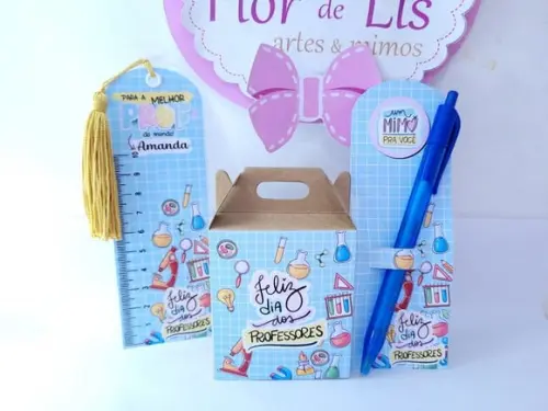 Kit Dia dos Professores Caixa Régua e Marca Página