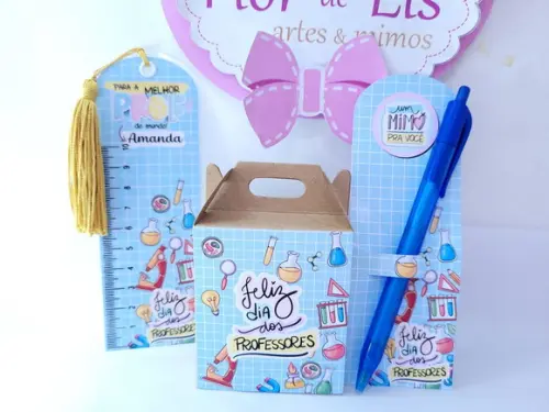 Kit Dia dos Professores Caixa Régua e Marca Página