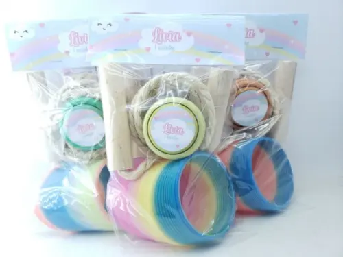 Kit Diversão Arco Íris Candy Color Mola Ioiô e Corda