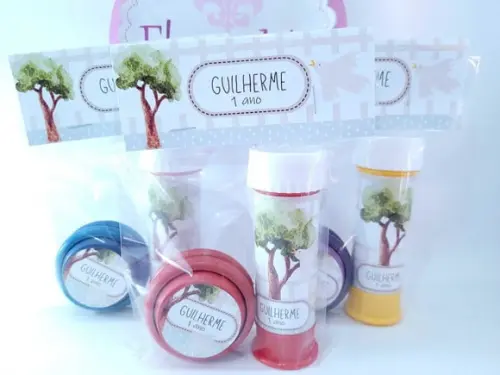 Kit Diversão Bolha Ioiô Bosque Aquarela Menino Lembrancinha