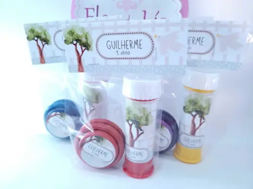 Kit Diversão Bolha Ioiô Bosque Aquarela Menino Lembrancinha