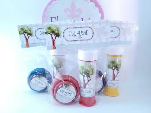 Kit Diversão Bolha Ioiô Bosque Aquarela Menino Lembrancinha