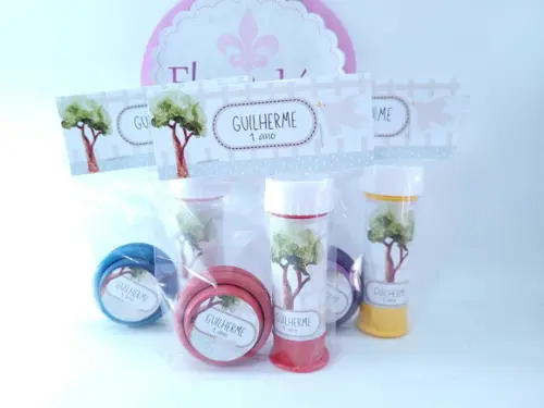 Kit Diversão Bolha Ioiô Bosque Aquarela Menino Lembrancinha
