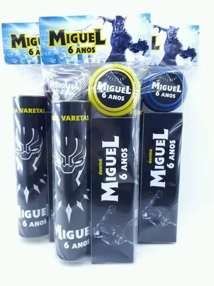 Kit Diversão com Mola Pantera Negra Lembrancinha