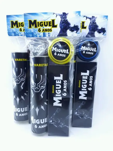 Kit Diversão com Mola Pantera Negra Lembrancinha