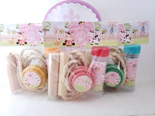 Kit Diversão Fazendinha Aquarela Menina Corda e Bolha