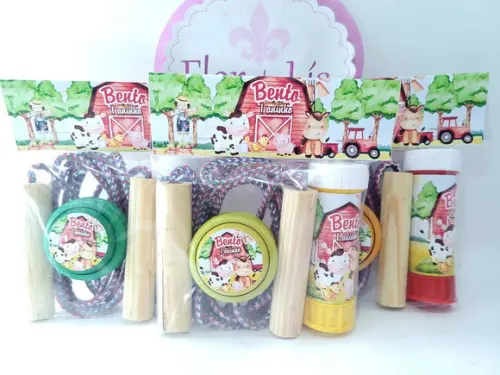 Kit Diversão Fazendinha Aquarela Menino Corda e Bolha