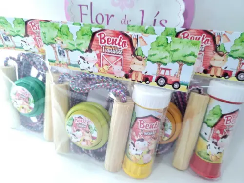 Kit Diversão Fazendinha Aquarela Menino Corda e Bolha