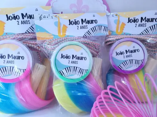 Kit Diversão Festa Música Lembrancinha com Geleca e Mola