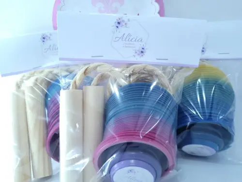 Kit Diversão Floral Lilás Mola Ioiô e Corda Batizado