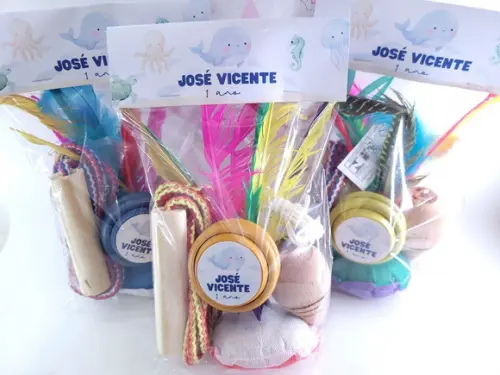 Kit Diversão Fundo do Mar Brinquedos Peteca Corda Ioiô Pião