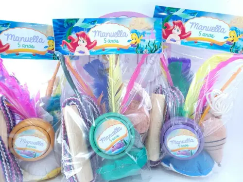 Kit Diversão Fundo do Mar Brinquedos Peteca Corda Ioiô Pião