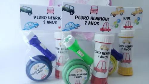 Kit Diversão Lembrancinha Carrinho com Ioiô e Bolha