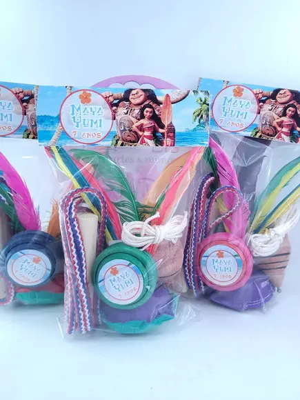 Kit Diversão Moana Corda Peteca Ioio Pião Lembrancinha