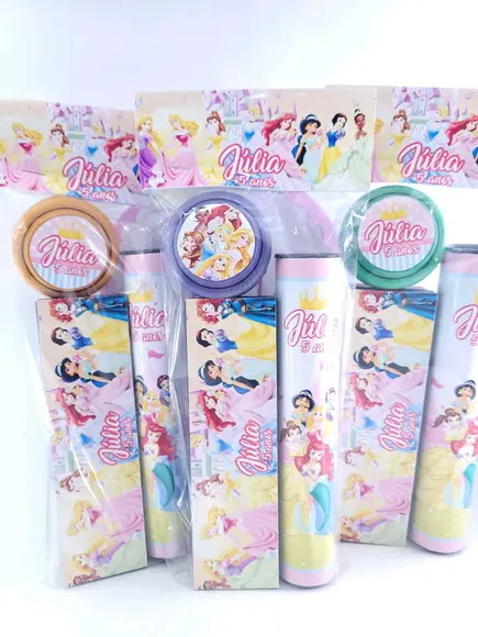 Kit Diversão Princesas com Vareta Dominó e Ioiô Lembrancinha