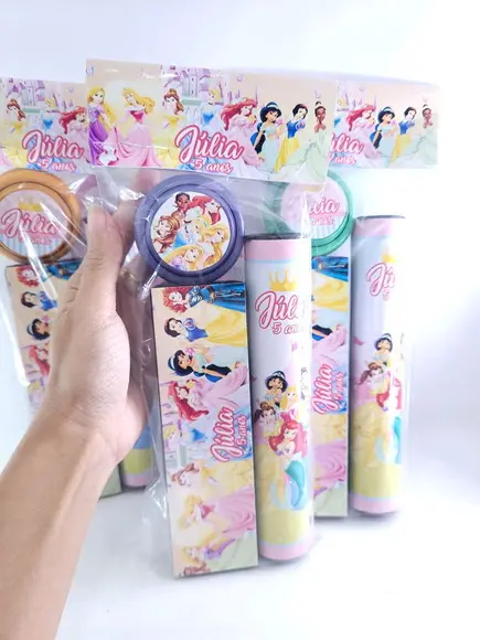Kit Diversão Princesas com Vareta Dominó e Ioiô Lembrancinha