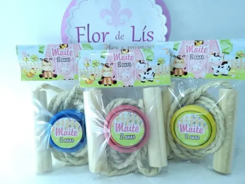 Kit Divertido Lembrancinha Fazendinha Rosa Corda e Ioiô