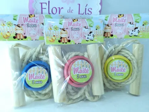 Kit Divertido Lembrancinha Fazendinha Rosa Corda e Ioiô