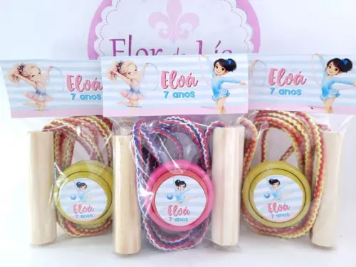 Kit Divertido Menina Ginástica Lembrancinha Corda e Ioiô