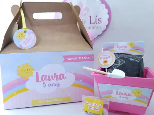 Kit Ecológico na Maleta Arco Íris e Raio de Sol Lembrancinha