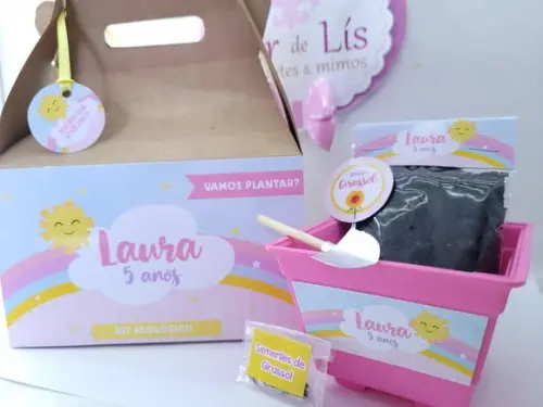 Kit Ecológico na Maleta Arco Íris e Raio de Sol Lembrancinha