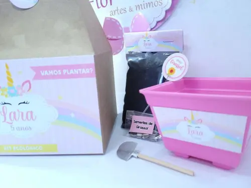 Kit Ecológico na Maleta de Papel Unicórnio Lembrancinha