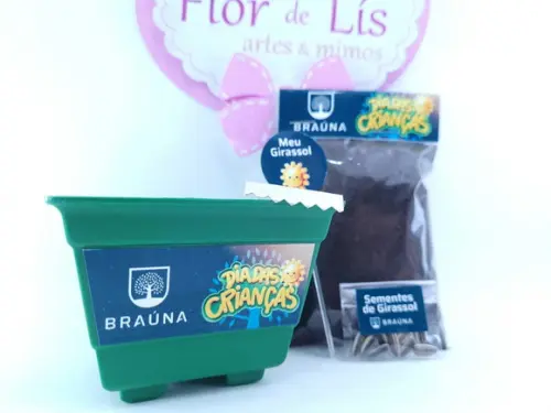 Kit Ecológico Vamos Plantar Brinde Logo Empresa Girassol