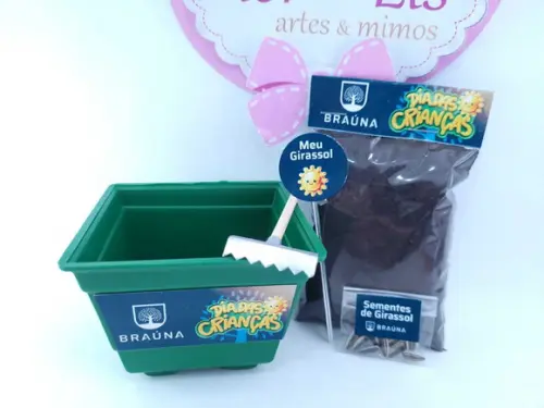 Kit Ecológico Vamos Plantar Brinde Logo Empresa Girassol
