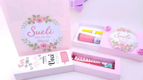 Kit Esmalte Lixa de Unhas e Prestígio Dia das Mães Sacola