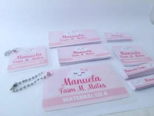 Kit Etiqueta Escola Nuvem Chaveiro Mochila e Lancheira