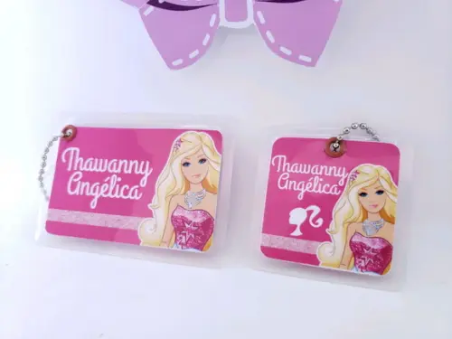 Kit Etiqueta Escolar Barbie Chaveiro Mochila e Lancheira