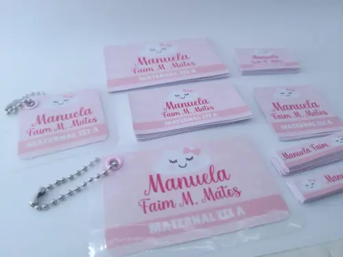 Kit Etiqueta Escola Nuvem Chaveiro Mochila e Lancheira