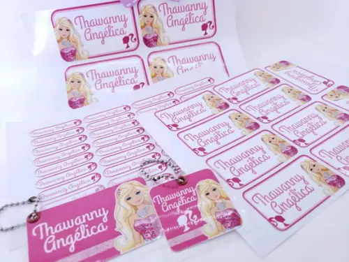 Kit Etiqueta Escolar Barbie Chaveiro Mochila e Lancheira