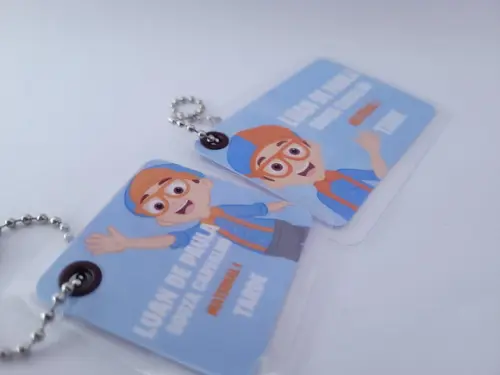 Kit Etiqueta Escolar Blippi 3 Chaveiros Mochila e Lancheira