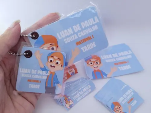 Kit Etiqueta Escolar Blippi 3 Chaveiros Mochila e Lancheira
