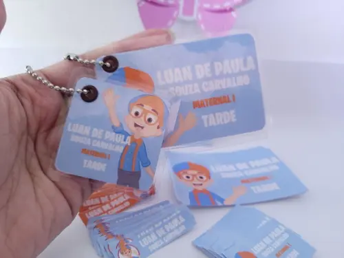 Kit Etiqueta Escolar Blippi 3 Chaveiros Mochila e Lancheira