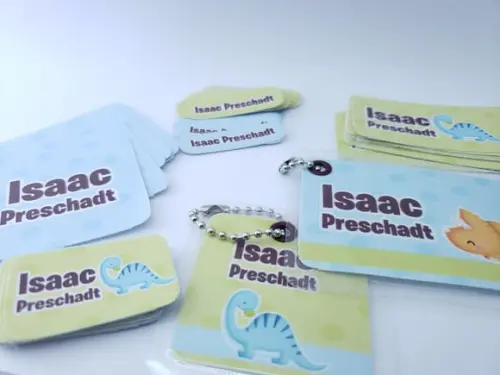 Kit Etiqueta Escolar Dinossauro Chaveiro Mochila e Lancheira