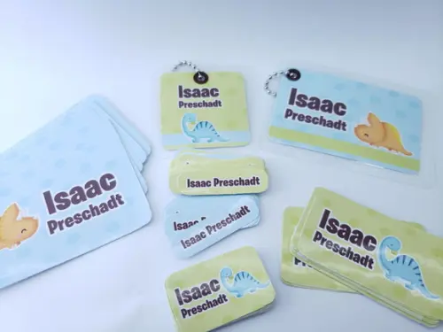 Kit Etiqueta Escolar Dinossauro Chaveiro Mochila e Lancheira