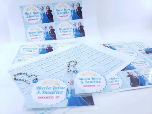 Kit Etiqueta Escolar Frozen Chaveiro Mochila e Lancheira