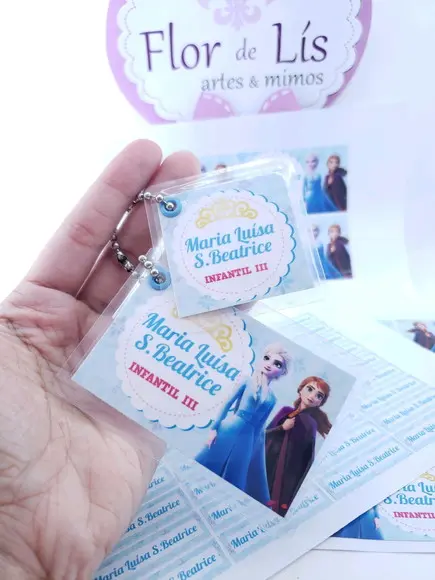 Kit Etiqueta Escolar Frozen Chaveiro Mochila e Lancheira