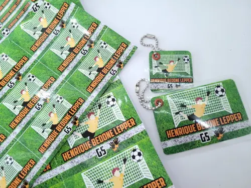 Kit Etiqueta Escolar Futebol Gol Chaveiro Mochila Lancheira