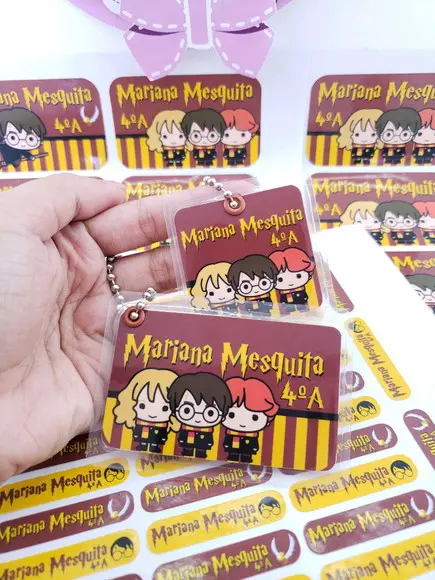 Kit Etiqueta Escolar Harry Potter Chaveiro Mochila Lancheira
